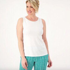 Susan Graver Modern Essentials Liquid Knit A-Line Top, White Sz 5X a593335